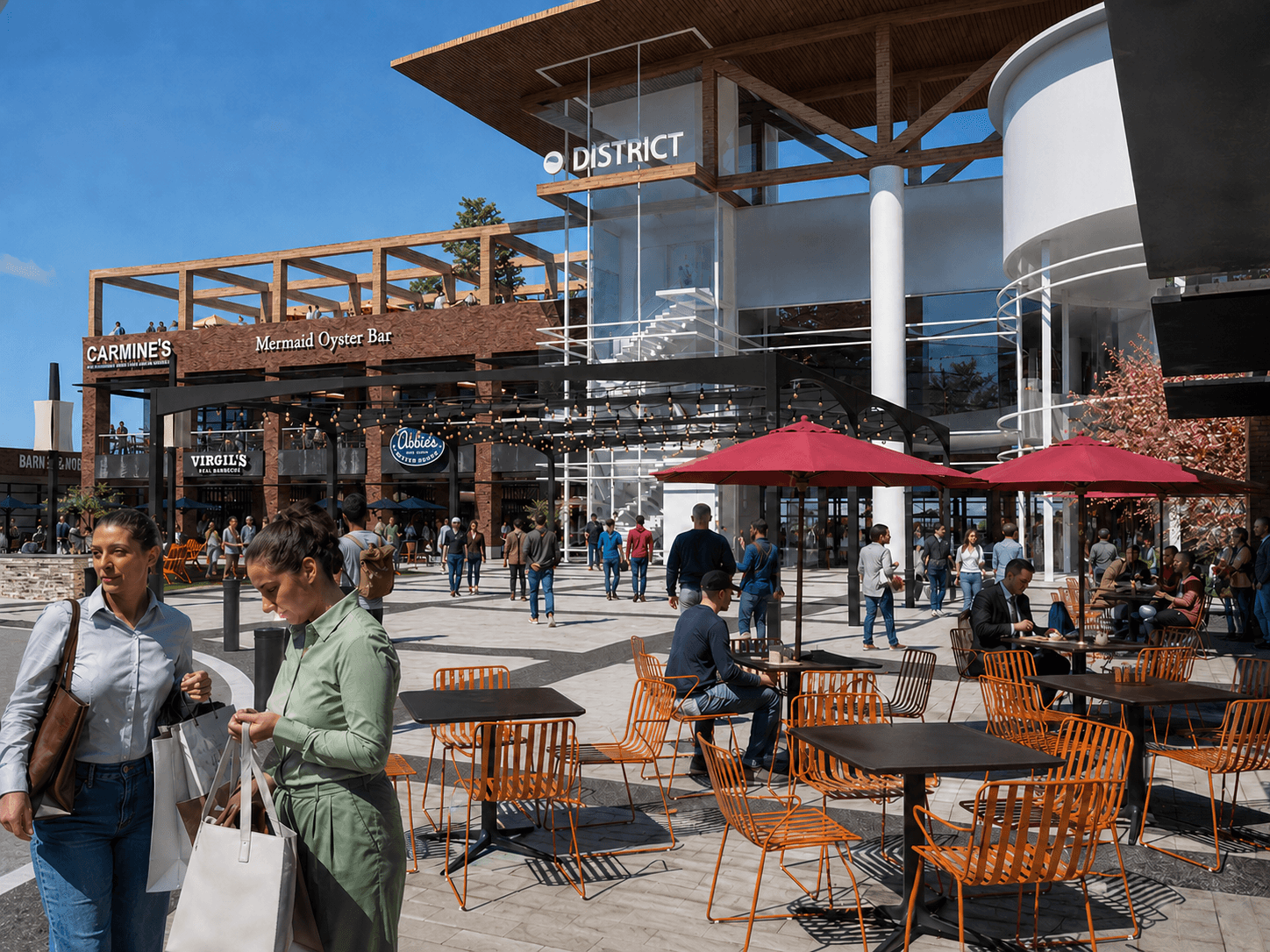 The Shops on Broadway — shoppers and dining at the District